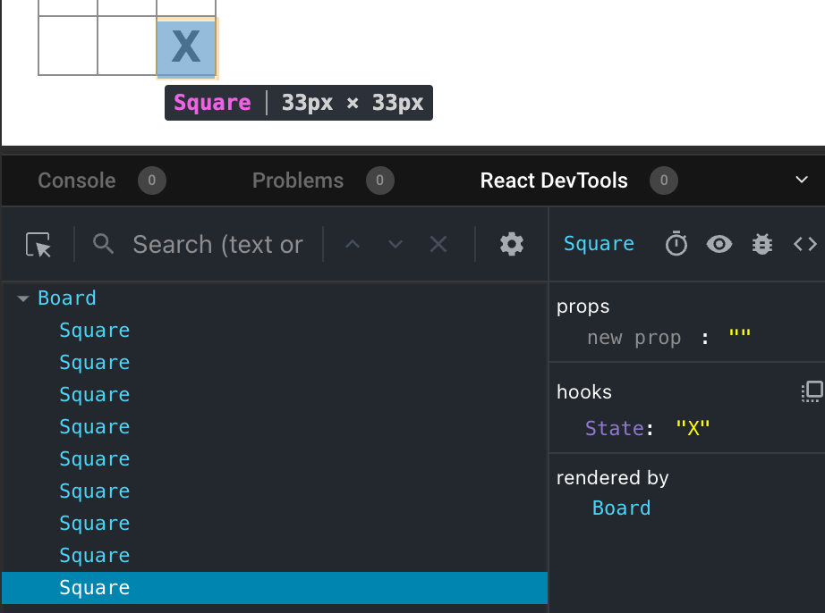 Les React DevTools dans CodeSandbox